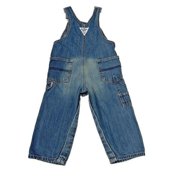 Oshkosh B’gosh Vestbak Blue Denim Overalls Size 24M Toddler Faded Snap - Picture 5 of 11